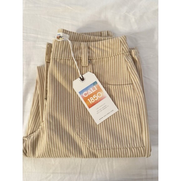 Cali 1850 Wide Leg Striped Pants Beige Juniors Sz 1 NWT - Picture 2 of 5